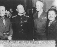 With Russian Marshall Koniev, General Omar Bradley and Mickey Rooney